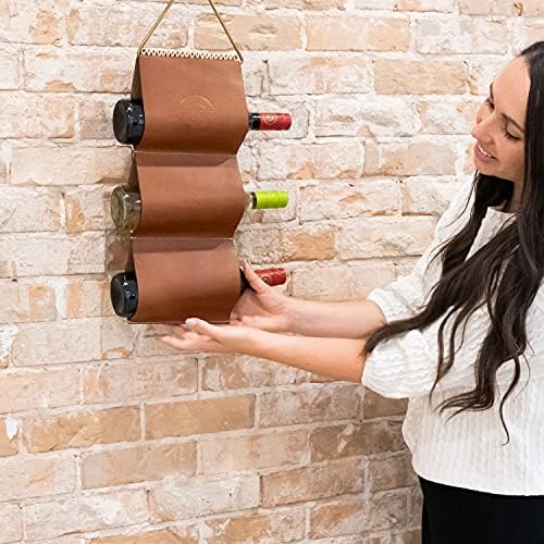 WALBROOK 3 Bottle Wall Wine Rack - Space Saving Leather Design