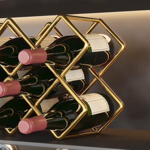 Contemporary Tabletop Wine Rack with Diamond Design