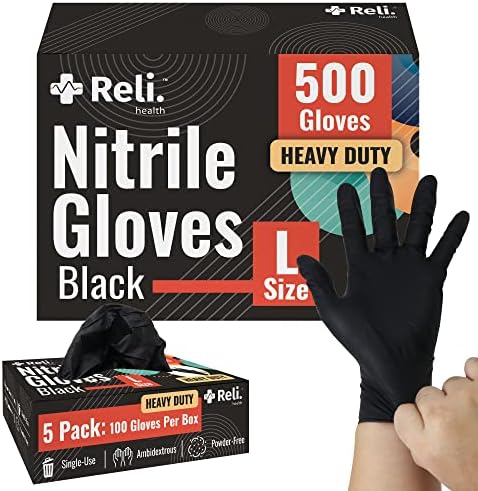 Reli Black Nitrile Gloves Large 500 Pack
