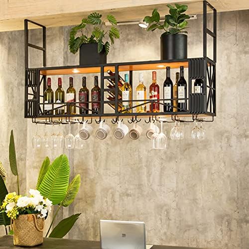 LYLFF Ceiling Wine Rack with Dual Layer Storage