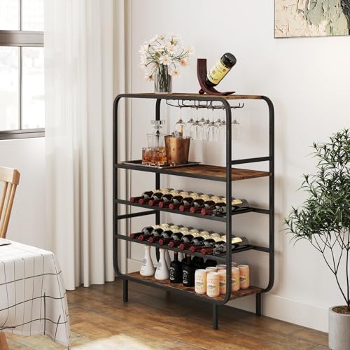 Giantex 5-Tier Freestanding Wine Rack with 12-Glass Holders
