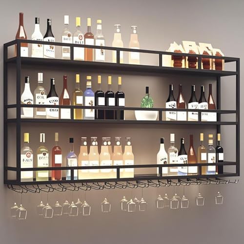OMKUOSYA Wall-Mounted Wine Rack with LED Light