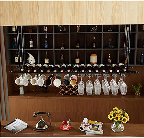 ZJDYDY Hanging Wine Rack - Adjustable Ceiling Iron Wall-Mounted Glass Holder