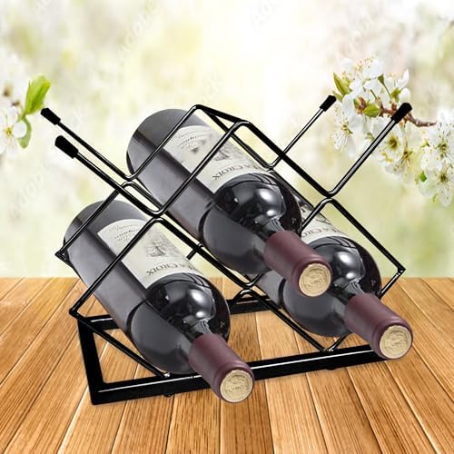 Nu Steel 5 Bottles Tabletop Wine Rack Black