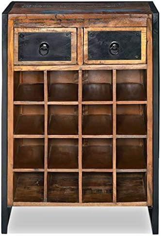 FAMIROSA Wine Rack for 16 Bottles Reclaimed Wood
