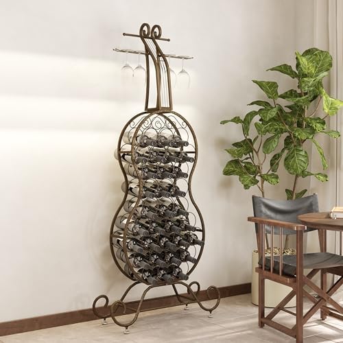 JOIN IRON Cello Shape Wine Rack with Stemware Holder