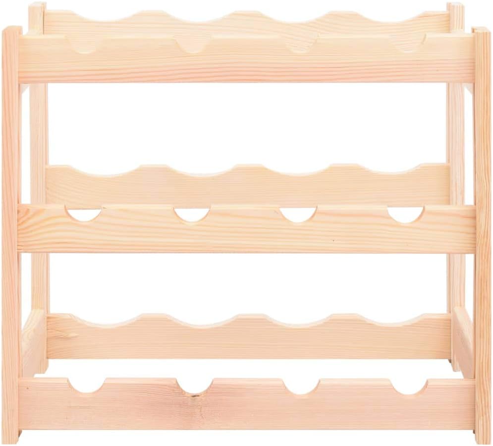 vidaXL Pinewood Wine Rack - 12 Bottle Storage