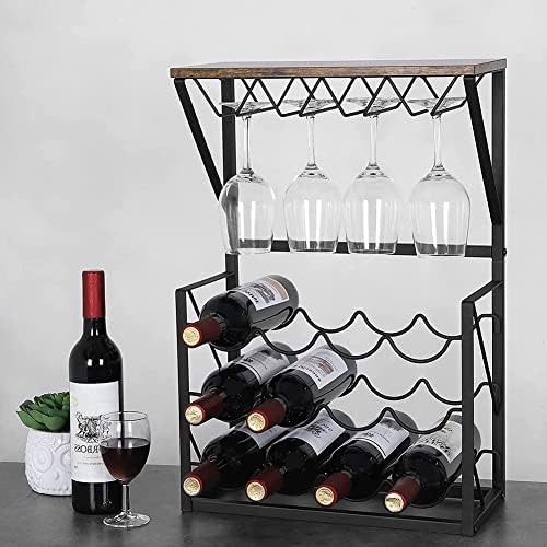 ZJDYDY Freestanding Wine Rack with Glass Holders