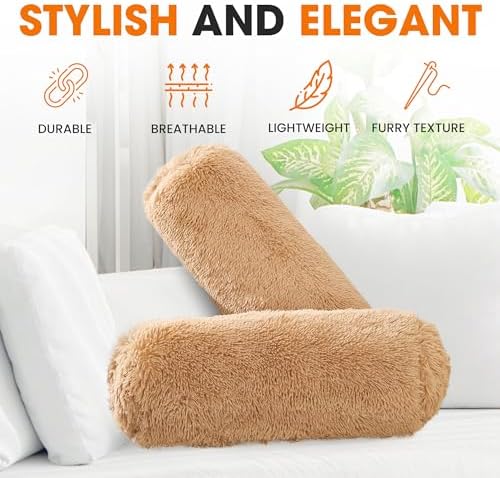 Cheer Collection Shaggy Bolster Pillow Set of 2