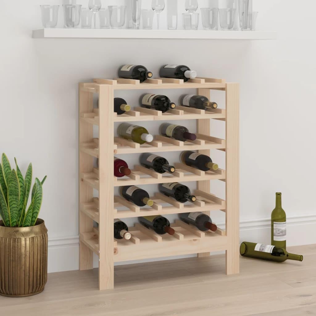 vidaXL Solid Wood Wine Rack 30 Bottles