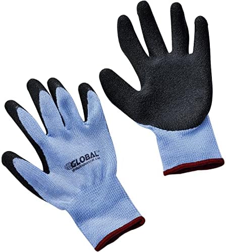 Global Industrial Crinkle Latex Coated Gloves Black Blue Small Lot of 12