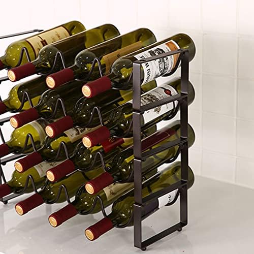 GANYKQ Stackable Wine Rack Freestanding Metal Bottle Storage Shelf
