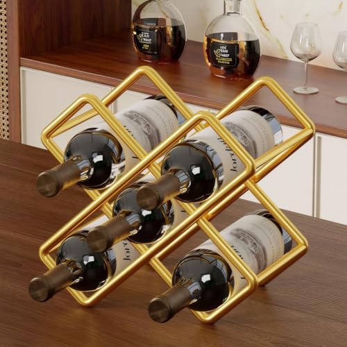 Contemporary Tabletop Wine Rack with Diamond Design