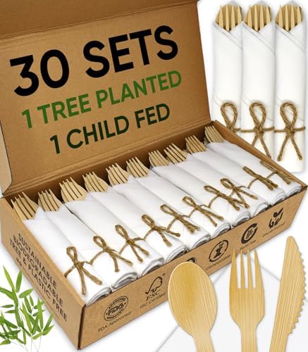 EcoPreps Premium Biodegradable Cutlery Set 30 Pack