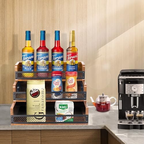 Alyoen 2 Pack 3 Tier Liquor Wine Rack with Handles and Fences