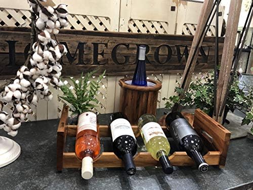 Kalmar Home Acacia Wood 4 Bottle Wine Rack 1