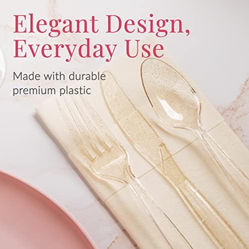 Prestee 180 Gold Glitter Cutlery Set