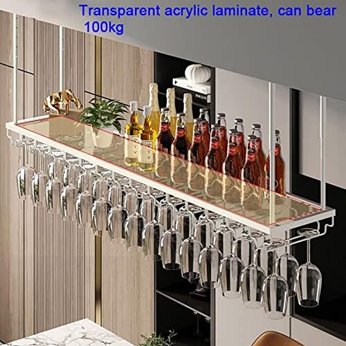 ZJDYDY Ceiling Metal Stemware Rack - Adjustable Height Wall-Mounted Wine Display Stand