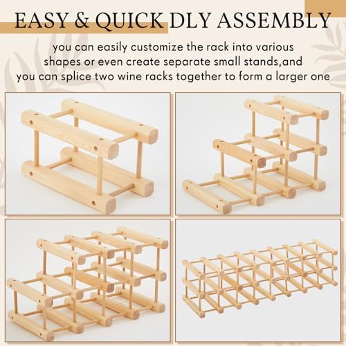 Juexica 12-Bottle Wooden Wine Rack Stackable