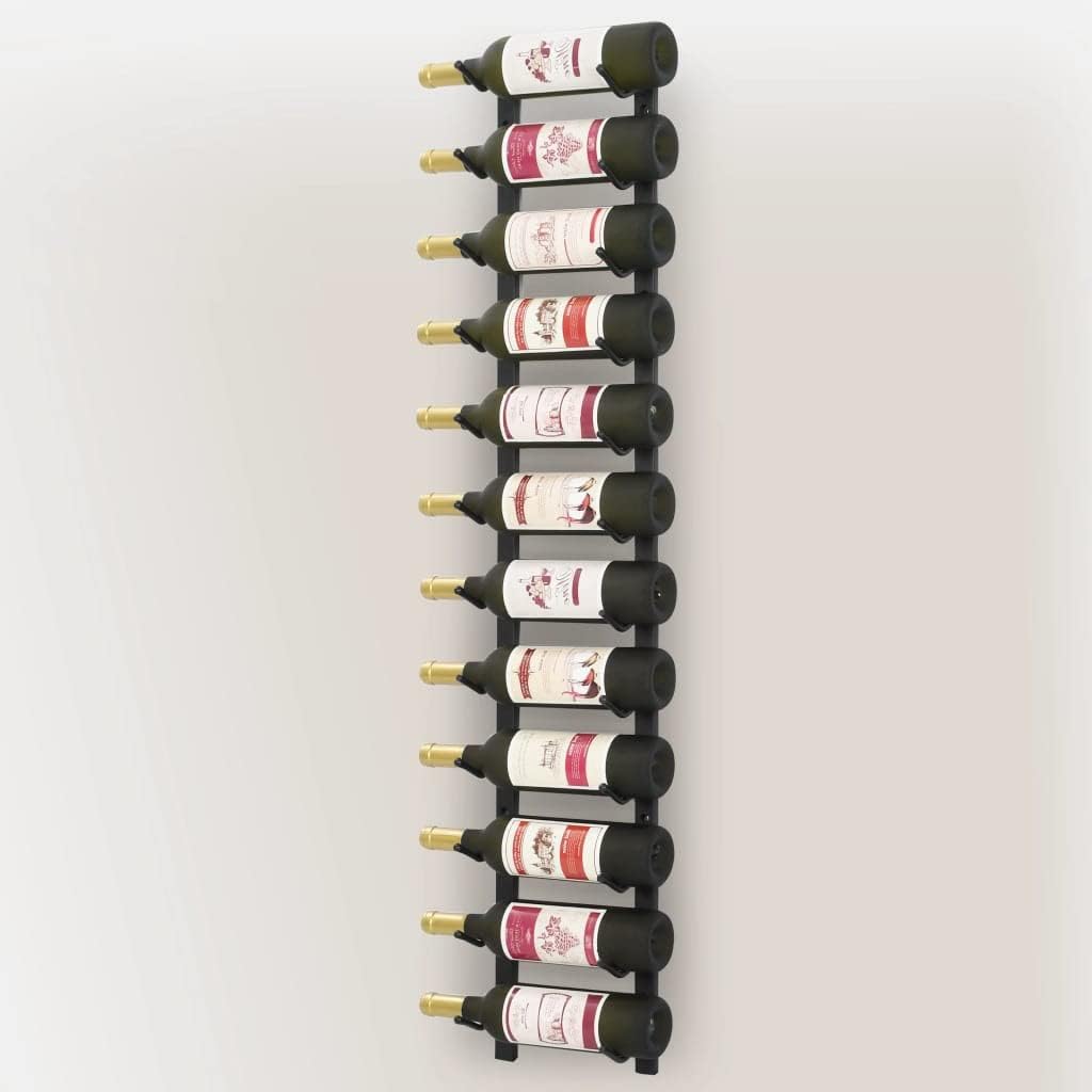 Black Iron Wall Mounted Wine Rack for 12 Bottles
