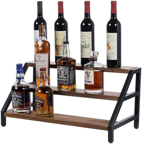 MyGift 3-Tier Wine Rack Industrial Rustic Design