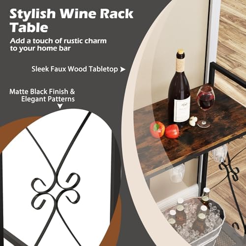 Giantex 21-Bottle Freestanding Wine Rack with Glass Holder