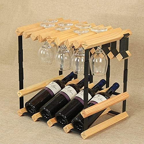 Freestanding Wine Rack with Pine Wood and Metal