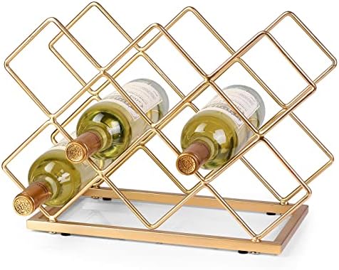 Drincarier Modern Gold Wine Rack for 10 Bottles