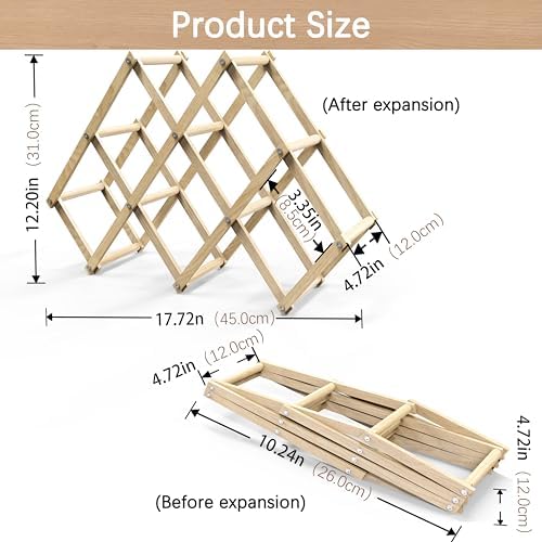 6 Bottle Wood Wine Rack Foldable Stackable