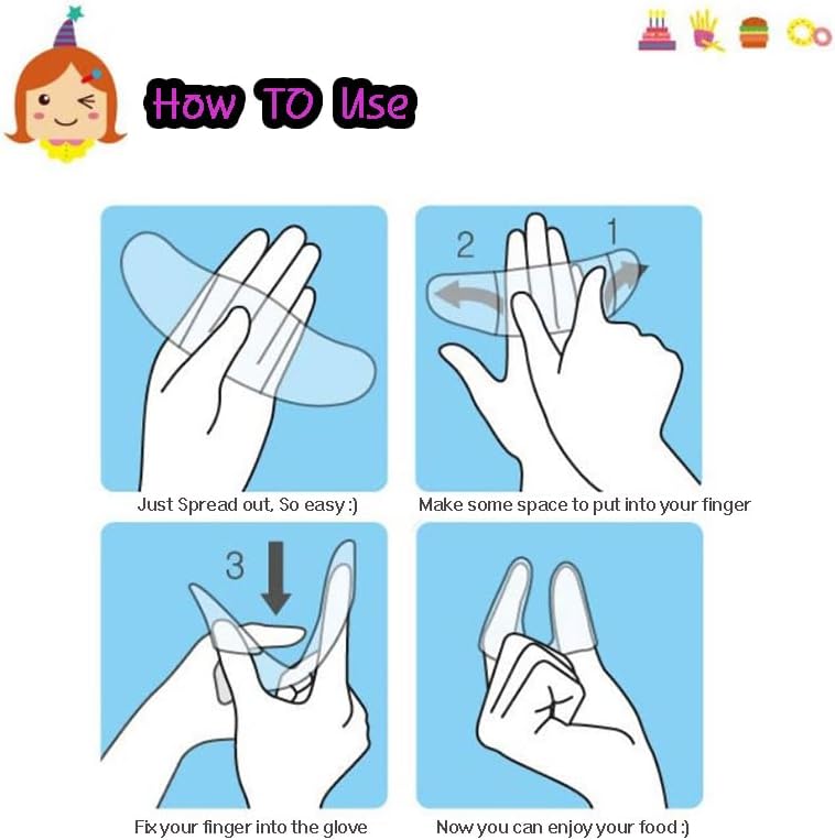 Disposable Fingergloves for Eating Greasy Food Transparent Safe