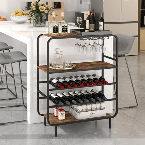 Giantex 5-Tier Freestanding Wine Rack with 12-Glass Holders