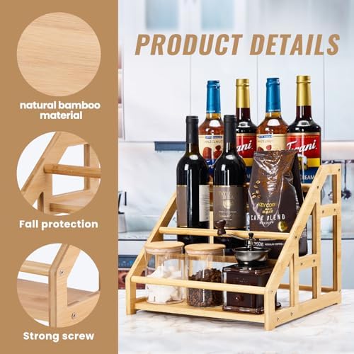 Bamboo 3-Tier Coffee Syrup Rack Organizer 1
