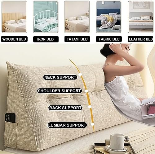 ZZYK Linen Headboard Pillow with Washable Cover