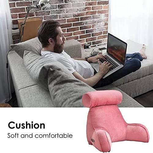 HOFFTI Reading Cushion with Neck Roll and Armrests for Bed and Sofa