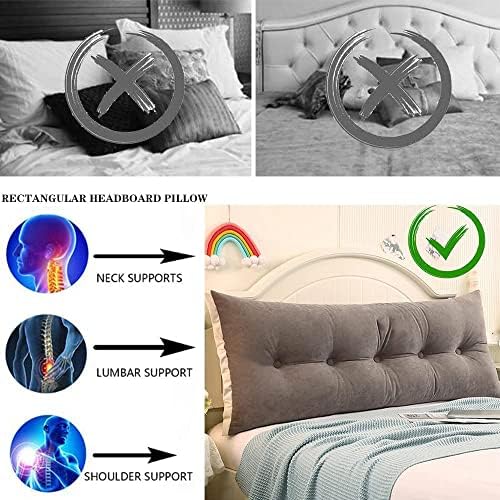 YOODODO Rectangular Headboard Pillow Grey 200x55cm