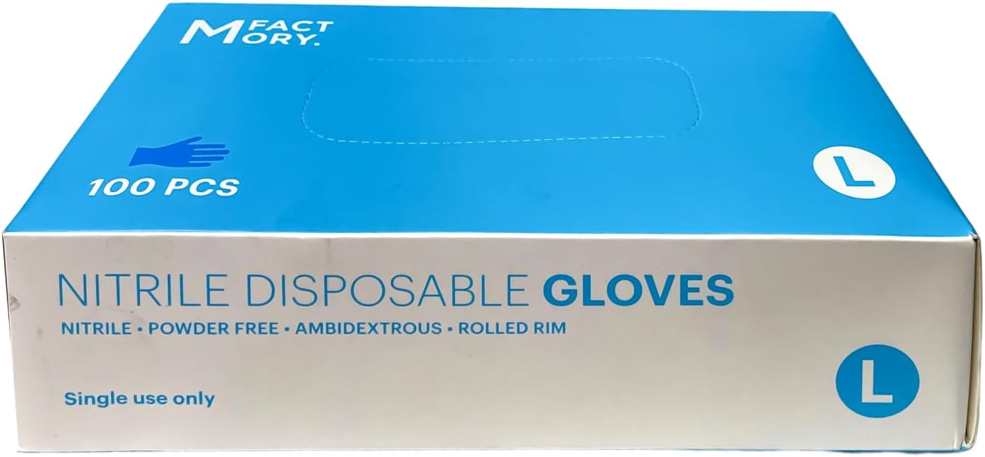 A-Trend Deals Nitrile Disposable Gloves Large Blue