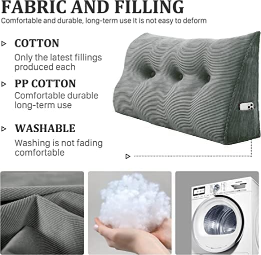Homecozy Wedge Headboard Pillow 39in Dark Gray