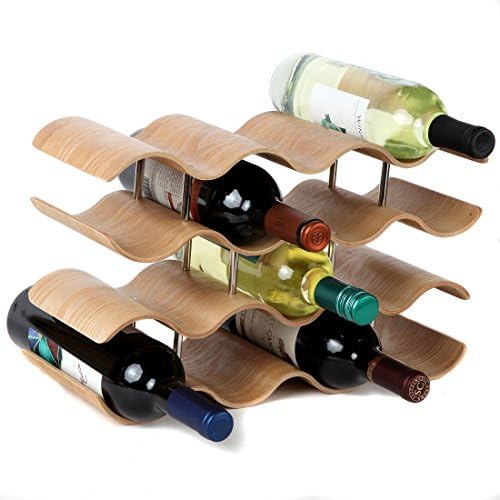 Lilys Home Wood Wave Wine Rack 14 Bottles 1
