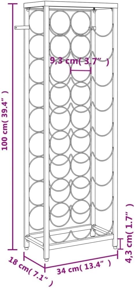 vidaXL 27-Bottle Wine Rack Black Wrought Iron