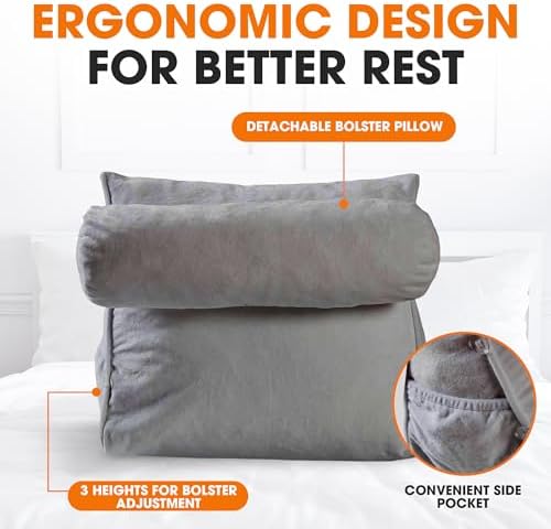 Cheer Collection Reading Wedge Pillow Gray