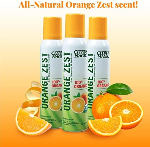 Citrus Magic Organic Air Freshener Spray Orange Zest Pack of 3