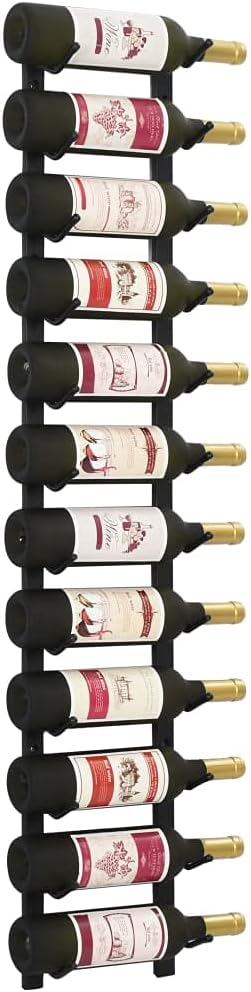 Black Iron Wall Mounted Wine Rack for 12 Bottles