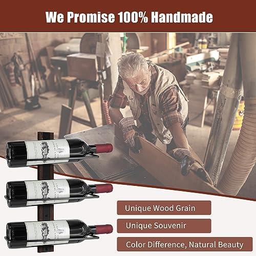 AGJIDSO Solid Wood Wall Wine Rack - 12 Bottle Capacity