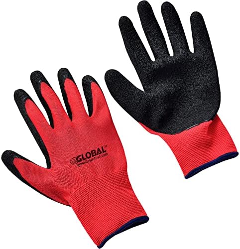 Global Industrial Crinkle Latex Gloves Red Black X-Large Lot of 12