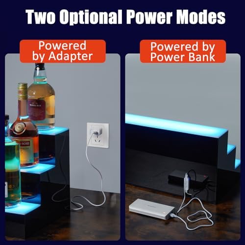 GarveeTech LED Lighted Liquor Display Shelf 3 Tier 40 Inch