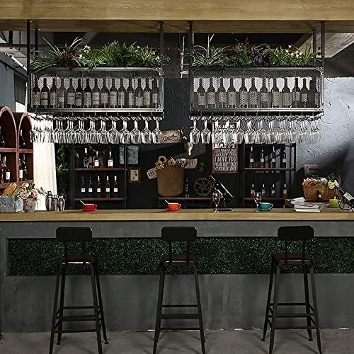 Ceiling Mounted Wine Rack with Adjustable Iron Holder