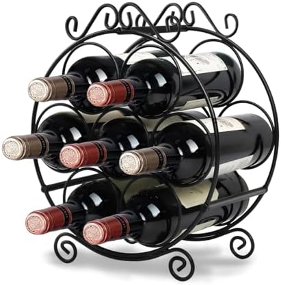 7-Bottle Iron Wine Rack for Countertop and Bar