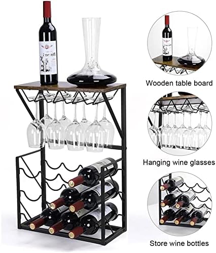 ZJDYDY Freestanding Wine Rack with Glass Holders