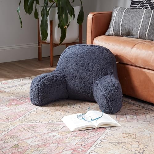 Greendale Home Fashions Plush Sherpa Reading Pillow with Arms Prussian Blue 1