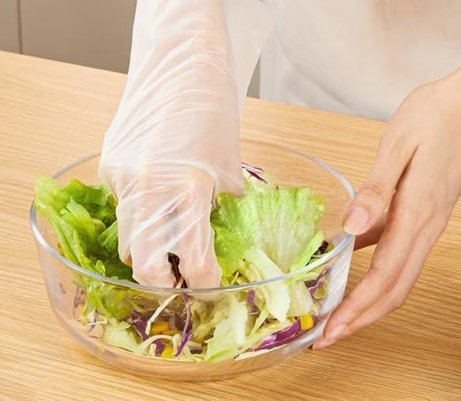 TEAWOO Disposable Plastic Gloves - Food Grade Transparent Waterproof Oil-Proof